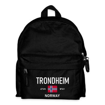 Trondheim - Norway - Coordinates - Flag - Kids' Backpack - black - Front