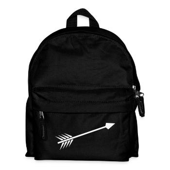 White arrow with feather - Kids' Backpack - black - Front