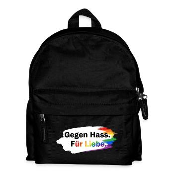 Gegen Hass Für Liebe Regenbogen T-Shirt CSD Pride - Kinder Rucksack - Schwarz - Vorne