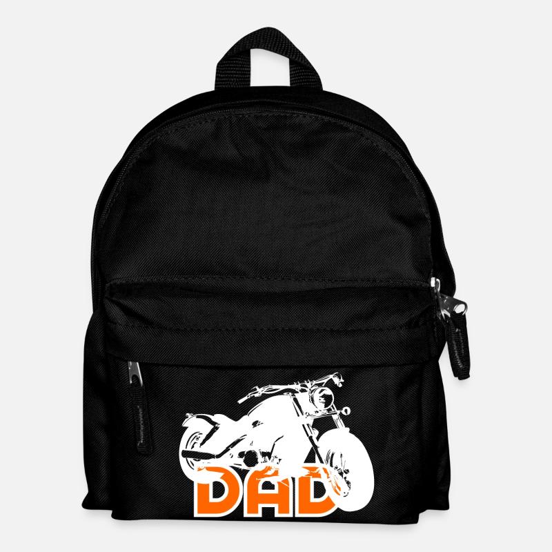 Biker DAD White/Orange Motorcycle - Kids' Backpack - black