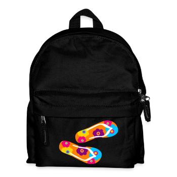 Flip Flops Latschen Blume Flower Power Blüten bunt - Kinder Rucksack - Schwarz - Vorne