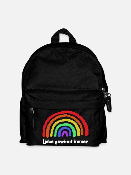 Regenbogen Frieden Freiheit Liebe Statement - Kinder Rucksack - Schwarz