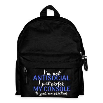 Console Lover Not Antisocial - Kids' Backpack - black - Front