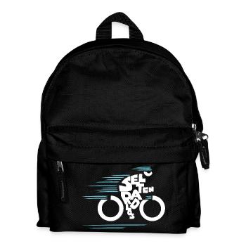 Ich bin selten radlos! Typo Fahrrad, modern - Kinder Rucksack - Schwarz - Vorne
