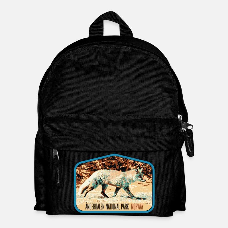 Anderdalen Snow Fox Patch: Nordische Fauna - Kinder Rucksack - Schwarz
