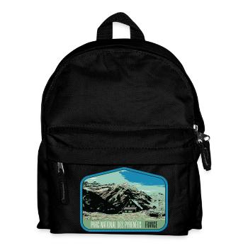 Pyrenäen-Landschafts-Wappenschild: Authentische Natur - Kinder Rucksack - Schwarz - Vorne