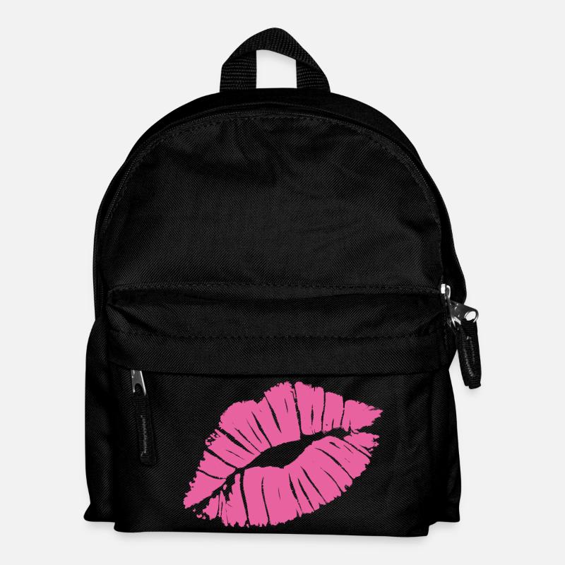Smooch Rouge à lèvres rose Kiss Mark Love déclaration Tee - Sac à dos Enfant - noir