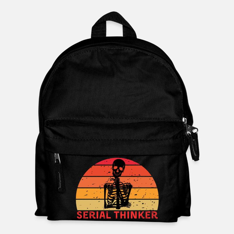 Penseur en série squelette Penser Rétro coucher de soleil - Sac à dos Enfant - noir