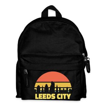 Leeds City Skyline Retro Sonnenuntergang Silhouette - Kinder Rucksack - Schwarz - Vorne