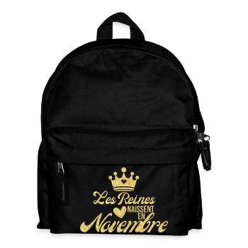 Queens are born in November with golden glitter - Kids' Backpack - black - Front