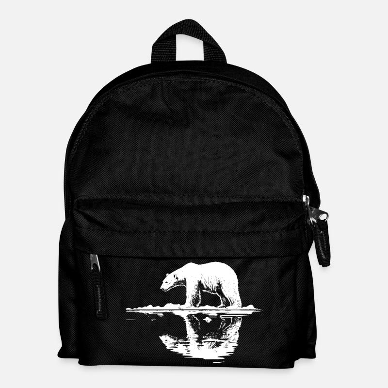 Cool Eisbär Reflektion Silhouette - Kinder Rucksack - Schwarz