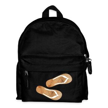 Flip Flops Holz Latschen Urlaub Natur Fun Sommer - Kinder Rucksack - Schwarz - Vorne