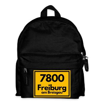 Ortsschild - damals Retro alte PLZ 7800 FREIBURG - Kinder Rucksack - Schwarz - Vorne