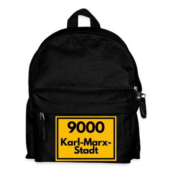 Ortsschild - damals alte PLZ 9000 Karl Marx Stadt - Kinder Rucksack - Schwarz - Vorne