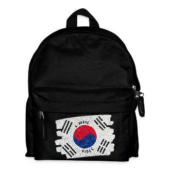 K-Wave Vibes Korea Flagge Mosaik Design - Kinder Rucksack - Schwarz - Vorne
