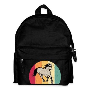 Pferd Motiv Pferdemotiv Retro Vintage Look - Kinder Rucksack - Schwarz - Vorne
