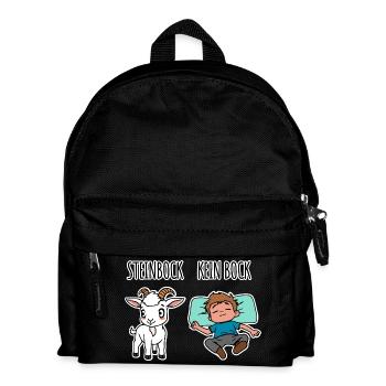 Steinbock - Kein Bock - Achtung Flachwitz! - Kinder Rucksack - Schwarz - Vorne