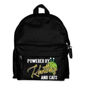 Powered by Knitting and Cats Humor Life - Kinder Rucksack - Schwarz - Vorne