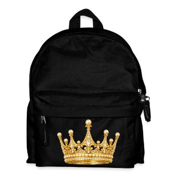 Golden royal crown with pearls - Kids' Backpack - black - Front