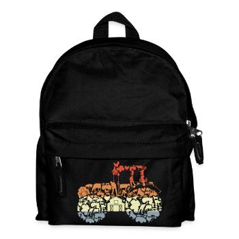 Retro Tractor Silhouette - Kids' Backpack - black - Front