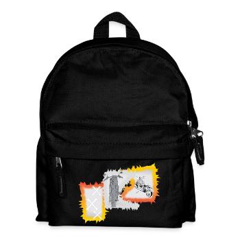 Motorrad Werkstatt Motorradfahrer Schrauber - Kinder Rucksack - Schwarz - Vorne