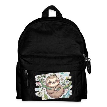 Niedliches Faultier auf Ast mit Blumen - Kinder Rucksack - Schwarz - Vorne