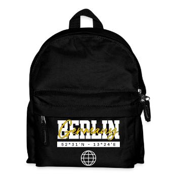 Berlin Deutschland Koordinaten Reise Souvenir - Kinder Rucksack - Schwarz - Vorne