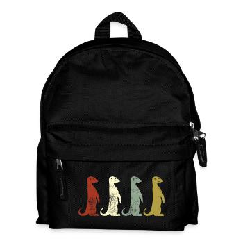 Erdmännchen Retro Style Geschenk - Kinder Rucksack - Schwarz - Vorne