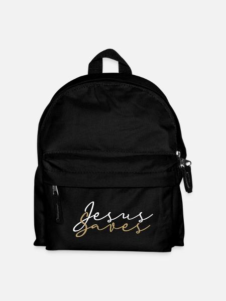 Jesus Saves White And Gold Faith Love Hope - Kids' Backpack - black
