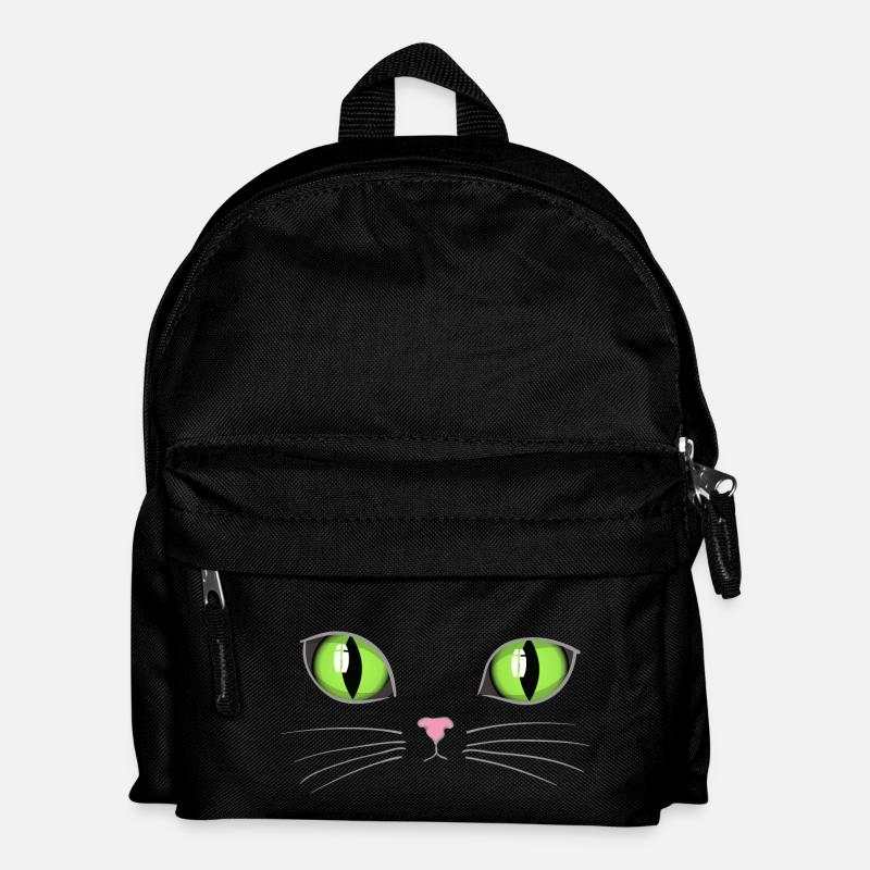 Cat green eyes - Kids' Backpack - black