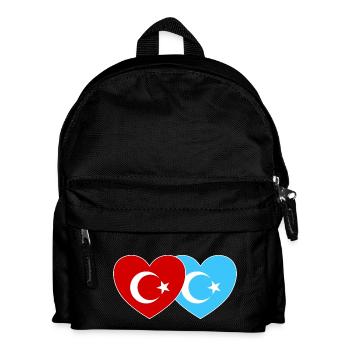 Turkey Uyghur flag heart - Kids' Backpack - black - Front