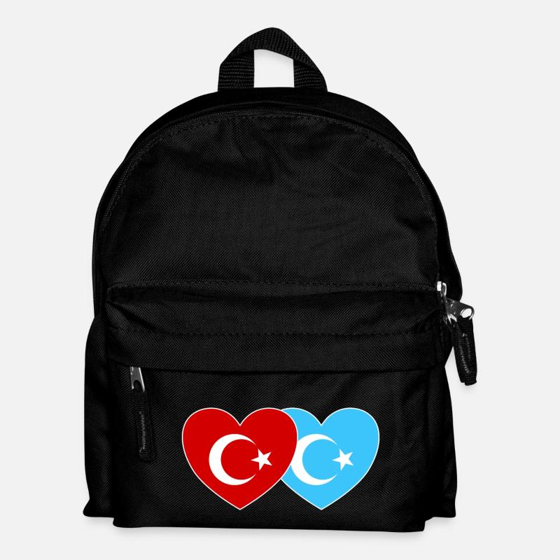 Türkei Uiguren Flagge Herz - Kinder Rucksack - Schwarz