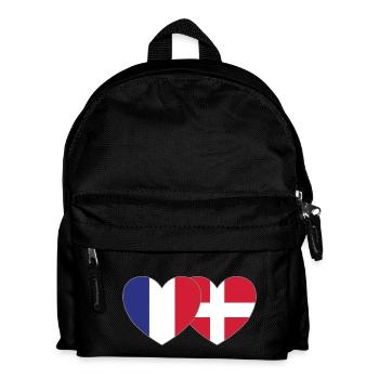 Frankreich Dänemark Flagge Herz - Kinder Rucksack - Schwarz - Vorne