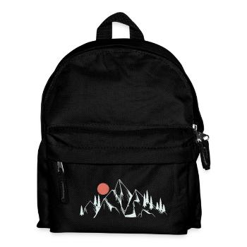 Dessin au trait de l’aube des montagnes - Sac à dos Enfant - noir - Devant