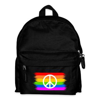 Peacezeichen auf LGBT Regenbogenfahne - Kinder Rucksack - Schwarz - Vorne
