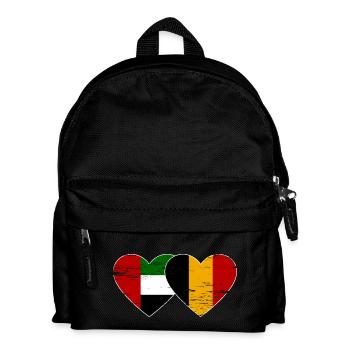 United Arab Emirates Belgium Flag Heart - Kids' Backpack - black - Front