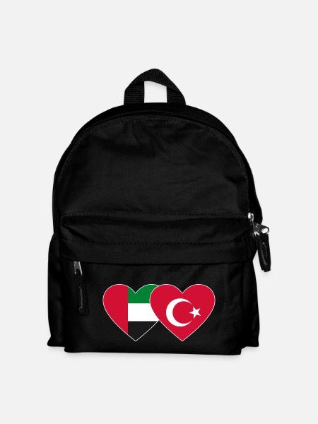Vereinigte Arabische Emirate Türkei Flagge Herz - Kinder Rucksack - Schwarz