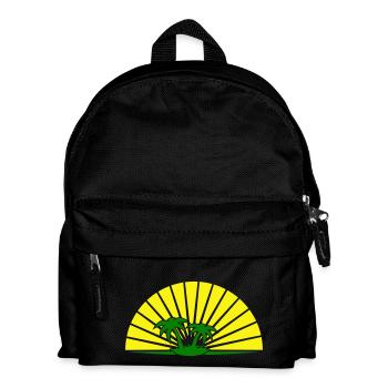2 Palmen Insel Strand Urlaub Sonne Strahlen Meer - Kinder Rucksack - Schwarz - Vorne