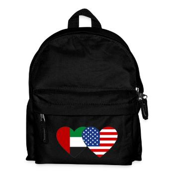 United Arab Emirates USA Flag Heart - Kids' Backpack - black - Front