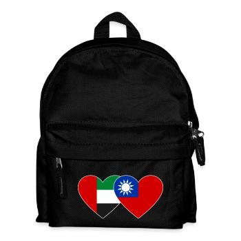 United Arab Emirates Taiwan Flag Heart - Kids' Backpack - black - Front