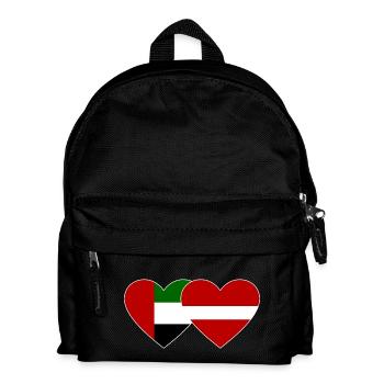 Vereinigte Arabische Emirate Lettland Flagge Herz - Kinder Rucksack - Schwarz - Vorne