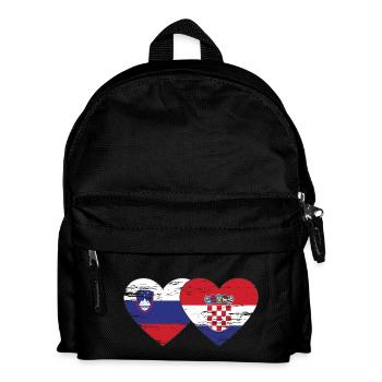 Slovenia Croatia Flag Heart used - Kids' Backpack - black - Front