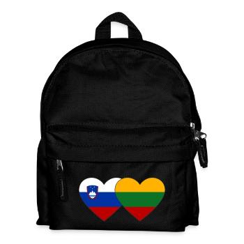 Slovenia Lithuania Flag Heart - Kids' Backpack - black - Front