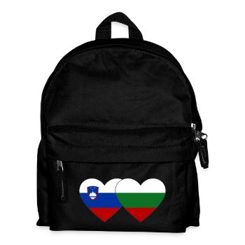Slovenia Bulgaria Flag Heart - Kids' Backpack - black - Front