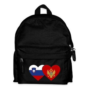 Slovenia Montenegro Flag Heart - Kids' Backpack - black - Front