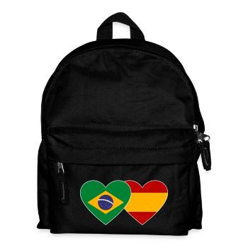 Brazil Spain Flag Heart - Kids' Backpack - black - Front
