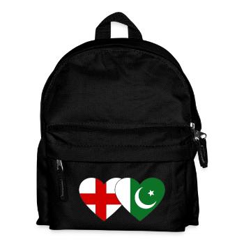 England Pakistan flag heart used - Kids' Backpack - black - Front