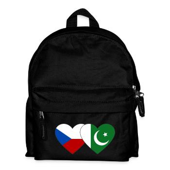 Czech Republic Pakistan Flag Heart - Kids' Backpack - black - Front