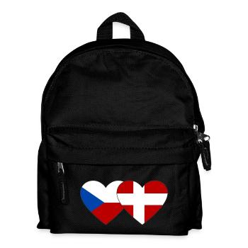 Czech Republic Denmark Flag Heart - Kids' Backpack - black - Front
