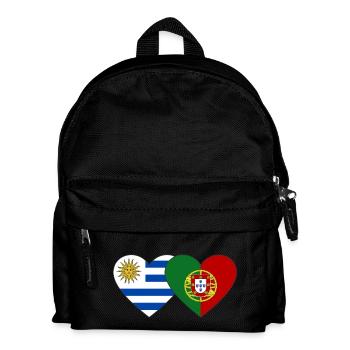 Uruguay Portugal Flag Heart - Kids' Backpack - black - Front